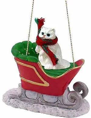Conversation Concepts White Persian Cat Sleigh Holiday Ornament Conversation Concepts White Persian Cat Sleigh Holiday Ornament