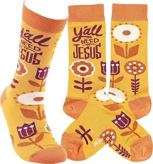 Primitives by Kathy - Y'all Need Jesus Unisex Socks, One Size Primitives by Kathy - Y'all Need Jesus Unisex Socks, One Size