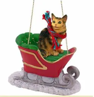 Conversation Concepts Brown Tabby Maine Coon Cat Sleigh Holiday Ornament Conversation Concepts Brown Tabby Maine Coon Cat Sleigh Holiday Ornament