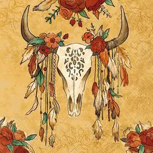 Boston International 5 x 5 in. Paper Cocktail Napkin Boho Bull - Pack of 20 Boston International 5 x 5 in. Paper Cocktail Napkin Boho Bull - Pack of 20
