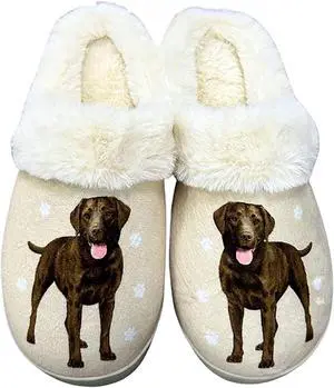 E&S Pets Chocolate Lab Snugg Slippers for Pet Lovers - Fuzzy Memory Foam, S/M E&S Pets Chocolate Lab Snugg Slippers for Pet Lovers - Fuzzy Memory Foam, S/M