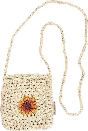 Primitives by Kathy Crossbody Bag-Crochet Style Sunflower, 8 x8 " Primitives by Kathy Crossbody Bag-Crochet Style Sunflower, 8 x8 "