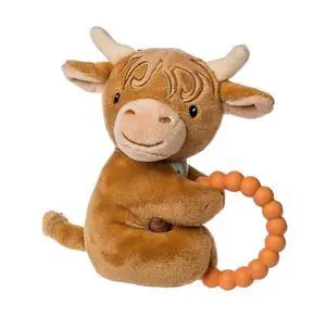 Mary Meyer Soft Baby Rattle with Soothing Teether Ring, 6", Hetty Highland Cow Mary Meyer Soft Baby Rattle with Soothing Teether Ring, 6", Hetty Highland Cow
