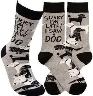 Primitives by Kathy 113092 Sorry I'm Late I Saw a Dog Socks Primitives by Kathy 113092 Sorry I'm Late I Saw a Dog Socks