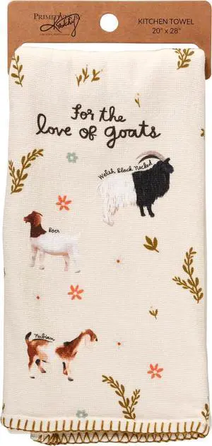 Primitives by Kathy For the Love of Goats Kitchen Towel, 20"L x 28"W Primitives by Kathy For the Love of Goats Kitchen Towel, 20"L x 28"W