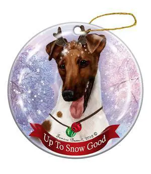 Holiday Pet Gifts Fox Terrier Brown/White Dog Porcelain Christmas Ornament Holiday Pet Gifts Fox Terrier Brown/White Dog Porcelain Christmas Ornament