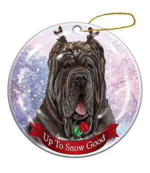 Holiday Pet Gifts Neapolitan Mastiff Tawny Crop Dog Porcelain Christmas Ornament Holiday Pet Gifts Neapolitan Mastiff Tawny Crop Dog Porcelain Christmas Ornament