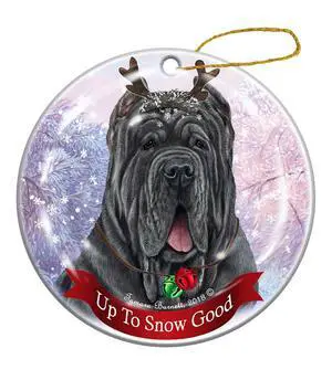 Holiday Pet Gifts Neapolitan Mastiff Blue Cropped Dog Porcelain Christmas Ornament Holiday Pet Gifts Neapolitan Mastiff Blue Cropped Dog Porcelain Christmas Ornament