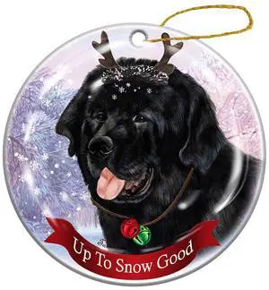 Holiday Pet Gifts Black Newfoundland Dog Porcelain Christmas Ornament Holiday Pet Gifts Black Newfoundland Dog Porcelain Christmas Ornament