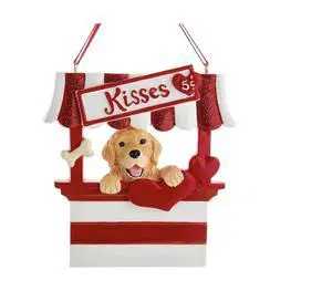 Kurt Adler Golden Retriever Dog Kissing Booth Christmas Tree Ornament - 4" Resin Kurt Adler Golden Retriever Dog Kissing Booth Christmas Tree Ornament - 4" Resin