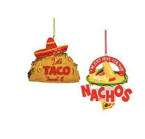 Kurt Adler Nachos & Taco Ornaments, 3.5" set of 2 Kurt Adler Nachos & Taco Ornaments, 3.5" set of 2