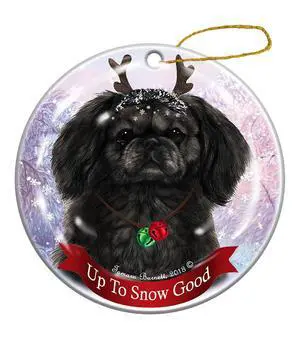 Holiday Pet Gifts Pekingese Black Dog Porcelain Christmas Ornament Holiday Pet Gifts Pekingese Black Dog Porcelain Christmas Ornament