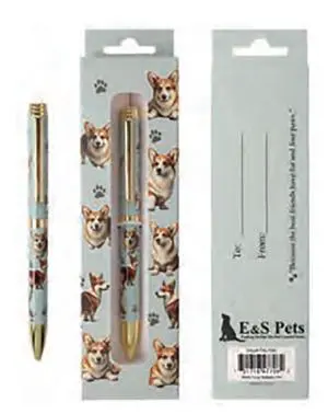 E&S Pets Refillable Ball Point Pen in Gift Box, Welsh Corgi E&S Pets Refillable Ball Point Pen in Gift Box, Welsh Corgi