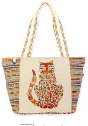 Sun'N'Sand Teal Tabby Rainbow Stripes Shoulder Tote, 17'' x 5.5'' x 11.5'' Sun'N'Sand Teal Tabby Rainbow Stripes Shoulder Tote, 17'' x 5.5'' x 11.5''