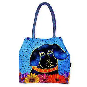 Laurel Burch Matisse in Flowers Black Dog Large Gap Tote Bag, 21" x 5.5" x 15" Laurel Burch Matisse in Flowers Black Dog Large Gap Tote Bag, 21" x 5.5" x 15"