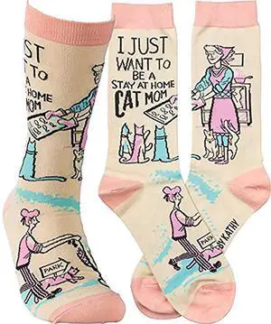 Primitives by Kathy Unisex Socks - I just want to be a stay at home Cat Mom Primitives by Kathy Unisex Socks - I just want to be a stay at home Cat Mom