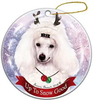 Holiday Pet Gifts Mini Poodle White Dog Porcelain Christmas Ornament Holiday Pet Gifts Mini Poodle White Dog Porcelain Christmas Ornament