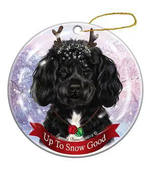 Holiday Pet Gifts Black White Portuguese Water Dog Porcelain Christmas Ornament Holiday Pet Gifts Black White Portuguese Water Dog Porcelain Christmas Ornament