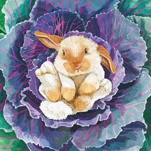 Paperproducts Design Babs The Bunny Beverage Napkins, Patti Gay, 5" x 5" Paperproducts Design Babs The Bunny Beverage Napkins, Patti Gay, 5" x 5"
