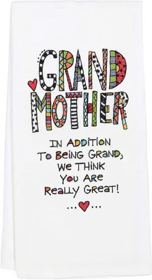 Our Name is Mud Cuppadoodle Grandmother Embroidered Dish Cloth Tea Towel, 26.5" Our Name is Mud Cuppadoodle Grandmother Embroidered Dish Cloth Tea Towel, 26.5"