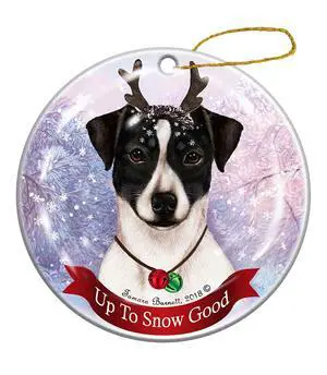 Holiday Pet Gifts Rat Terrier Black/White Uncropped Dog Porcelain Christmas Ornament Holiday Pet Gifts Rat Terrier Black/White Uncropped Dog Porcelain Christmas Ornament