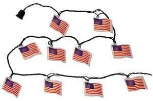 Kurt Adler 10-Light USA United States Flag Light Set Kurt Adler 10-Light USA United States Flag Light Set