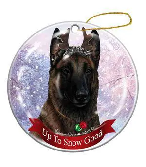 Belgian Malinois Deep Mahogany Reindeer Dog Porcelain Christmas Ornament Belgian Malinois Deep Mahogany Reindeer Dog Porcelain Christmas Ornament