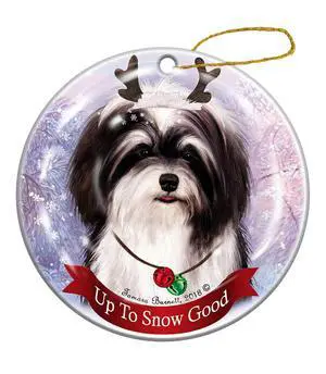 Holiday Pet Gifts Havanese, Black & White Dog Porcelain Christmas Ornament Holiday Pet Gifts Havanese, Black & White Dog Porcelain Christmas Ornament