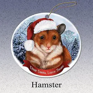 Holiday Pet Gifts Hamster Santa Hat Porcelain Christmas Tree Ornament Holiday Pet Gifts Hamster Santa Hat Porcelain Christmas Tree Ornament