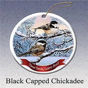 Holiday Pet Gifts Black Capped Chickadee Bird Porcelain Christmas Tree Ornament Holiday Pet Gifts Black Capped Chickadee Bird Porcelain Christmas Tree Ornament
