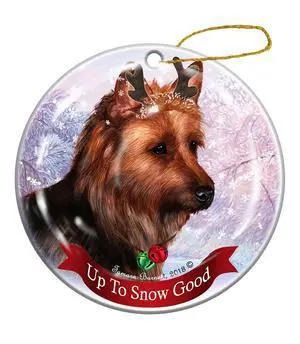 Holiday Pet Gifts Australian Terrier Reindeer Dog Porcelain Christmas Ornament Holiday Pet Gifts Australian Terrier Reindeer Dog Porcelain Christmas Ornament