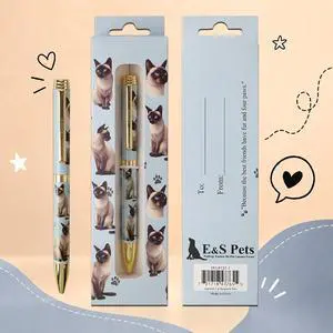 E&S Pets Refillable Ball Point Pen in Gift Box, Siamese Cat E&S Pets Refillable Ball Point Pen in Gift Box, Siamese Cat