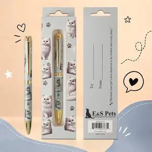 E&S Pets Refillable Ball Point Pen in Gift Box, Persian White Cat E&S Pets Refillable Ball Point Pen in Gift Box, Persian White Cat