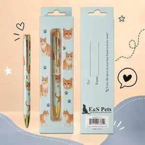 E&S Pets Refillable Ball Point Pen in Gift Box, Orange and White Cat E&S Pets Refillable Ball Point Pen in Gift Box, Orange and White Cat