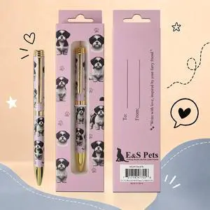 E&S Pets Refillable Ball Point Pen in Gift Box, Black/White Shih Tzu Puppy Cut E&S Pets Refillable Ball Point Pen in Gift Box, Black/White Shih Tzu Puppy Cut