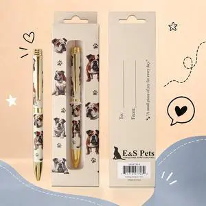 E&S Pets Refillable Ball Point Pen in Gift Box, Bulldog E&S Pets Refillable Ball Point Pen in Gift Box, Bulldog