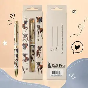 E&S Pets Refillable Ball Point Pen in Gift Box, Uncropped Boxer Dog E&S Pets Refillable Ball Point Pen in Gift Box, Uncropped Boxer Dog