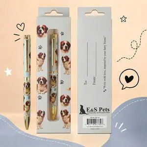 E&S Pets Refillable Ball Point Pen in Gift Box, Saint Bernard Dog E&S Pets Refillable Ball Point Pen in Gift Box, Saint Bernard Dog