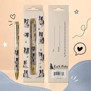 E&S Pets Refillable Ball Point Pen in Gift Box, Border Collie Dog E&S Pets Refillable Ball Point Pen in Gift Box, Border Collie Dog