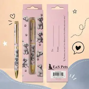 E&S Pets Refillable Ball Point Pen in Gift Box, White Poodle E&S Pets Refillable Ball Point Pen in Gift Box, White Poodle