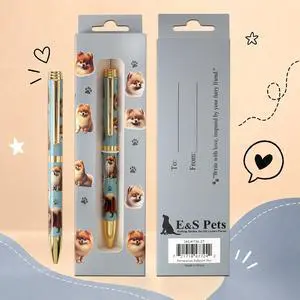 E&S Pets Refillable Ball Point Pen in Gift Box, Pomeranian Dog E&S Pets Refillable Ball Point Pen in Gift Box, Pomeranian Dog