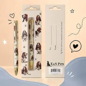 E&S Pets Refillable Ball Point Pen in Gift Box, Basset Hound Dog E&S Pets Refillable Ball Point Pen in Gift Box, Basset Hound Dog
