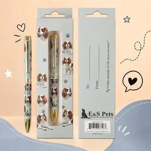 E&S Pets Refillable Ball Point Pen in Gift Box, King Charles Cavalier Spaniel E&S Pets Refillable Ball Point Pen in Gift Box, King Charles Cavalier Spaniel
