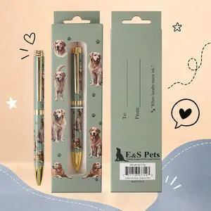 E&S Pets Refillable Ball Point Pen in Gift Box, Golden Retriever Dog E&S Pets Refillable Ball Point Pen in Gift Box, Golden Retriever Dog