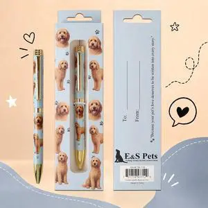 E&S Pets Refillable Ball Point Pen in Gift Box, Goldendoodle Dog E&S Pets Refillable Ball Point Pen in Gift Box, Goldendoodle Dog
