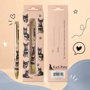 E&S Pets Refillable Ball Point Pen in Gift Box, Black Chihuahua Dog E&S Pets Refillable Ball Point Pen in Gift Box, Black Chihuahua Dog
