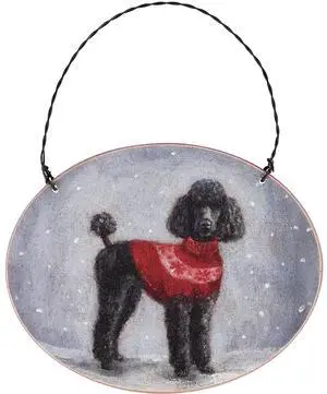 Primitives By Kathy Cozy Black Poodle with Sweater Wooden Christmas Ornament Primitives By Kathy Cozy Black Poodle with Sweater Wooden Christmas Ornament