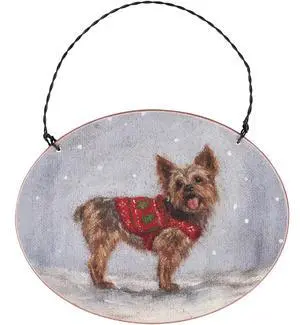 Primitives By Kathy Cozy Yorkie with Sweater Wooden Christmas Ornament Primitives By Kathy Cozy Yorkie with Sweater Wooden Christmas Ornament