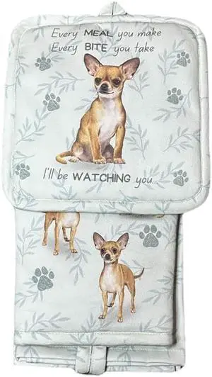 E&S Pets Chihuahua 3 Piece Kitchen Set - Oven Mitt, Towel, Pot Holder E&S Pets Chihuahua 3 Piece Kitchen Set - Oven Mitt, Towel, Pot Holder
