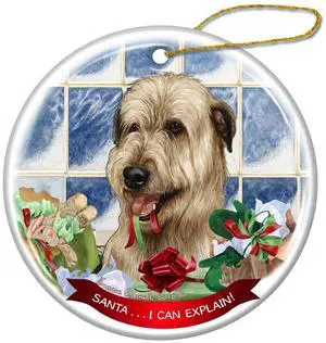 Wheaten Irish Wolfhound Dog Porcelain Ornament Pet Gift 'Santa.. I Can Explain! Wheaten Irish Wolfhound Dog Porcelain Ornament Pet Gift 'Santa.. I Can Explain!